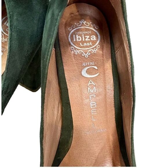 Jeffrey Campbell Aurora Green Suede Pumps Ankle Strap Block Heel Women 9.5 Rare - Picture 12 of 13